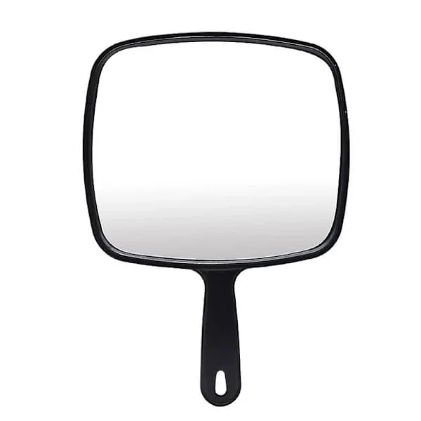 Large Hand Mirror with Comfortable Handle - Large Handheld Mirror for Barbers, Hairdressers, Dental Offices, Black