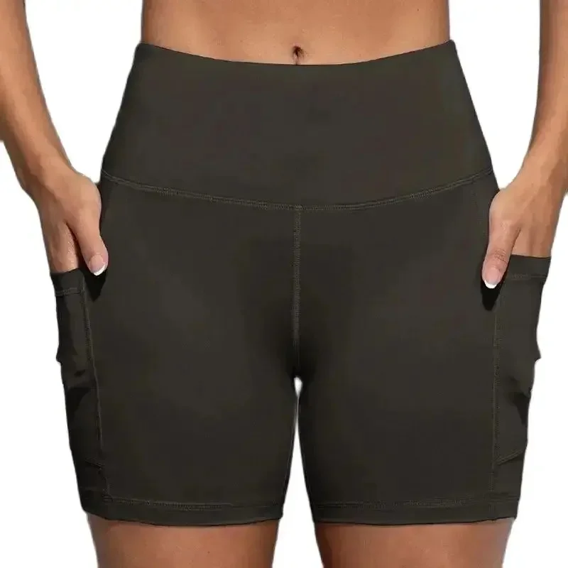 AliExpress - CHRLEISURE Yoga-Shorts mit Taschen, hohe Taille, Po-Lifting, Radfahren, eng, elastisch, schlank, Laufen, Fitness, Damen-Shorts, 