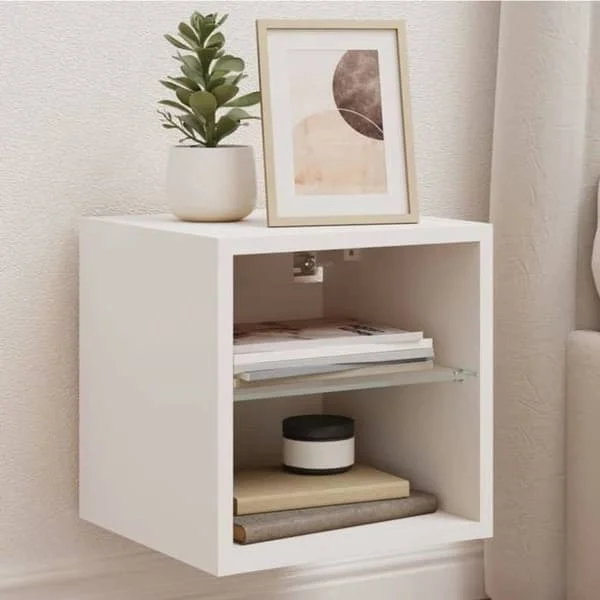 vidaXL Vägghängd TV-möbel med LED-lampor, Hängande TV-skåp med hylla, Flytande TV-möbel för vardagsrum, Modern, 836973