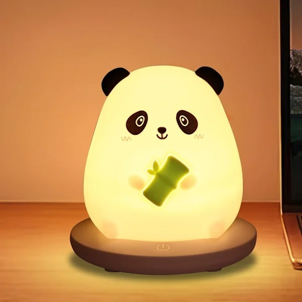 Lasten Panda-yövalo, söpö silikoninen yövalo ladattava LED-kosketuslamppu, 3-tasoinen himmennettävä LED-pehmeä panda-uutuuslamppu, panda-yövalo