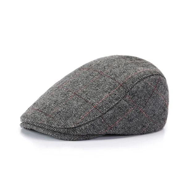 Herre Tweed Flat Cap Kasket Newsboy Cap - Justerbar Fashion Newsboy Irsk Beret Hat, Forår Efterår Vinter