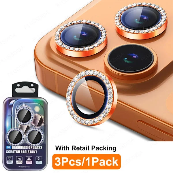 3PCS 3D Diamond Kamera Härdat Glas kompatibel iPhone 7 Pro Max Telefonlins Skärmskydd kompatibel iPhone 17 Air 17Pro Max Kameraskal