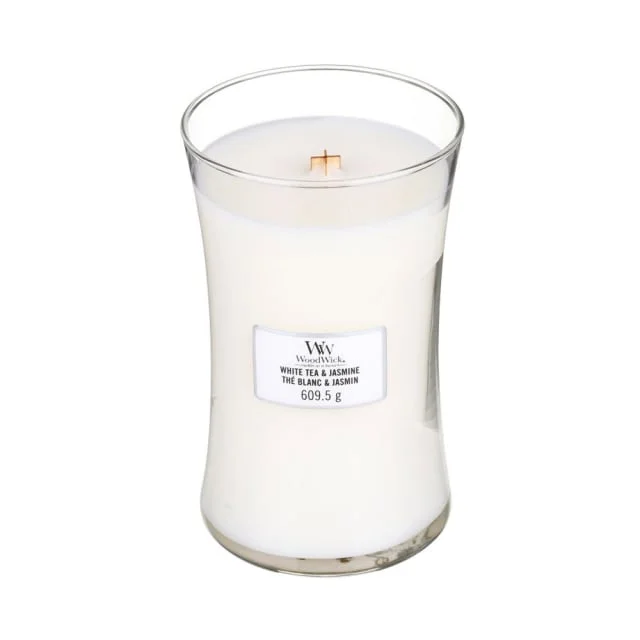 WoodWick Doftljus, White Tea & Jasmine, large Ljus ljusstakar