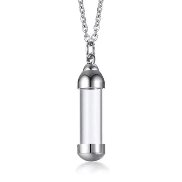 【xj】Blood Bottle Necklace Cremation Urn Necklace Ash Container Tube Necklace Pendant
