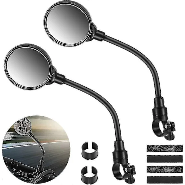 2 Pakke Sykkel Speil For 22-32mm Styre - 3d Sikkerhetsspeil, 360 Justerbar Og Roterbar For Terrengsykkel, Racersykkel, E-sykkel, Moped