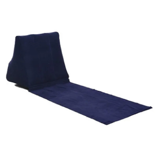 Trekantpuder Strandmåtte PVC Flocking Oppustelig Strandstol Puder Foldbar Strandmåtte til Udendørs Camping Strand Mørkeblå