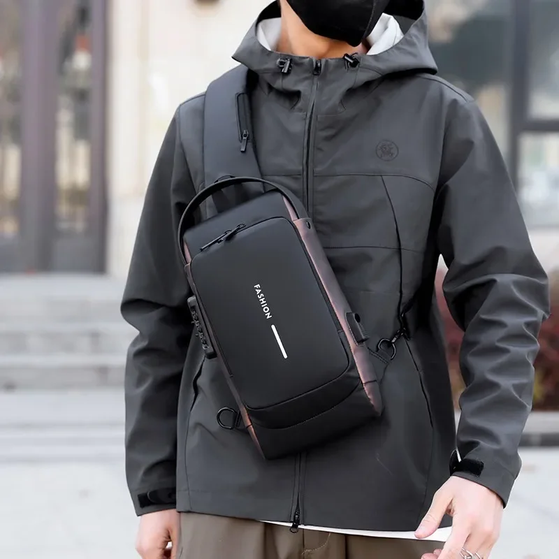AliExpress - Sac de poitrine antivol pour homme avec serrure à code et port USB, sac à bandoulière imperméable pour les voyages, le travail et le 