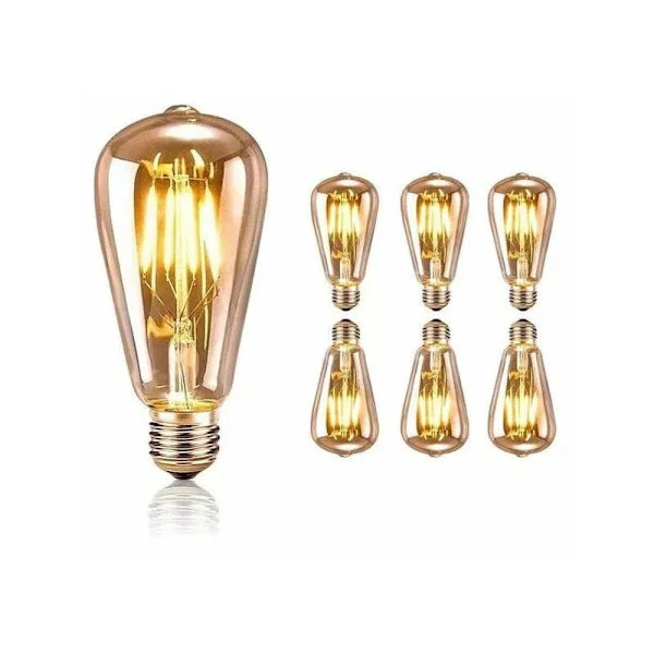 LED-lampa, E27 retro Edison LED retrolampa 4W ST64 lampa nostalgisk antik dekorativt ljus varmvit LED-lampa, lämplig för familjerestauranger, kafé
