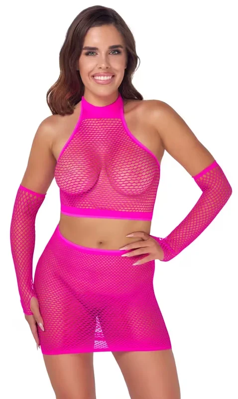 3-piece Net Set Pink - Vuxen.fi - Seksikkäät vaatteet