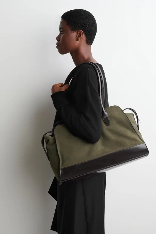 COS Women's Borsa Tote Avenue In Pelle Scamosciata Bag in Marrone