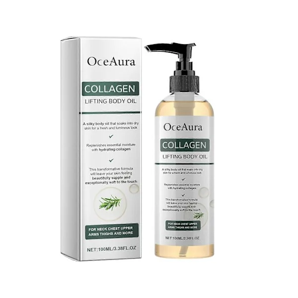 1x OceAura Kollagen Uppstramande Kroppsolja Återfuktande & Elasticitetsökande Massageolja för Len Hud