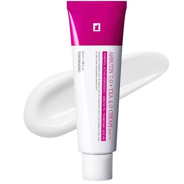 TOSOWOONG Arbutin 7 + Soothing Acid 4 Cream, 70 000 ppm Arbutin, 40 000 ppm TXA, Niasiiniamidi, Glutationi, Korealainen ihonhoito, 50 ml, 1,69 fl oz.