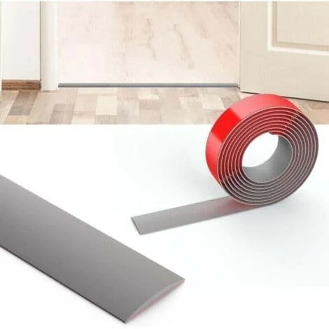 Självhäftande tröskellist 2M x 4CM – Slitstark grå PVC – Enkel skruvlös installation – För övergångar mellan trägolv