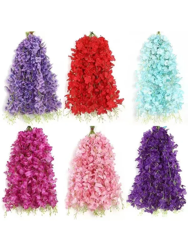 AliExpress - 5/10/20 pièces glycine fleur artificielle vigne 60cm suspendus fausses fleurs guirlande pour la décoration intérieure jardin fête de 