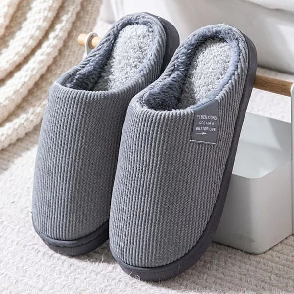 Men's Slippers, Winter Slippers for Men, Comfortable Slippers, Warm Fleece Lined Shoes, Indoor Slippers for Men, Winter Grey Grey Grey 44-45