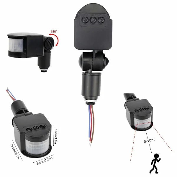 Utomhus PIR DC 12V Automatisk Infraröd Rörelsesensor Switch