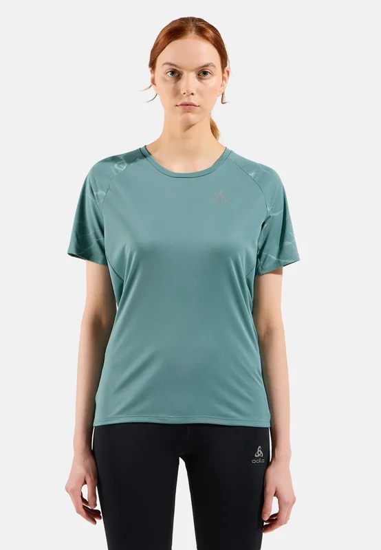 Odlo T-shirt de running Essential Print pour femme, S, vert