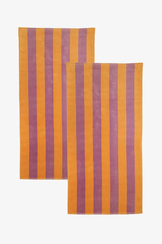 Redlunds - Happy stripe beachfrotté 80x160 2-pakning - Lilla - Håndklær - 80X160 - Fra Homeroom