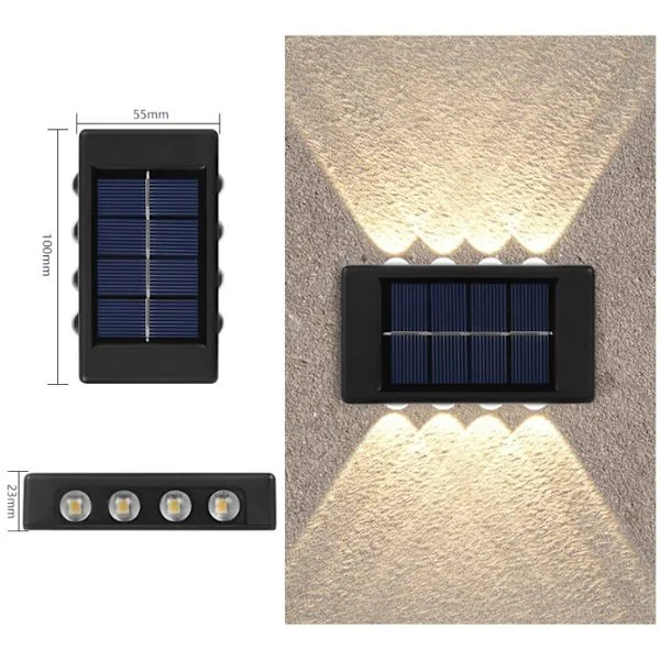 Utendørs vegglampe IP65 Vanntett utendørs solcellelamper for hagegjerde terrasse garasje (varmt lys)