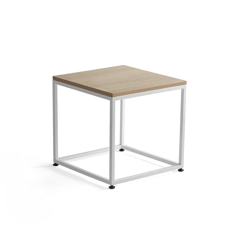 Soffbord MOOD, 500x500 mm, ek, vitt stativ