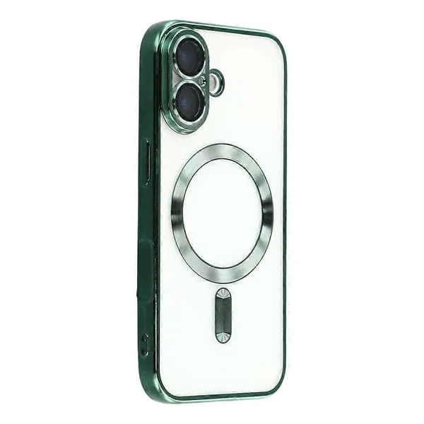 Kompatibel med iPhone 17-cover Kompatibel med MagSafe galvaniseret TPU-telefoncover med linsefilm (grøn)