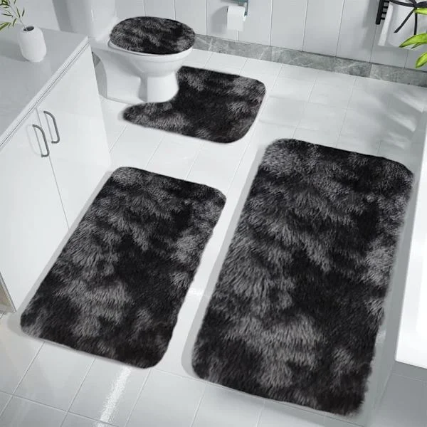 4-pack Bathroom Mat – Super Soft Microfiber Non-Slip Mat, Absorbent & Thick, Compatible with Bathroom & Kitchen