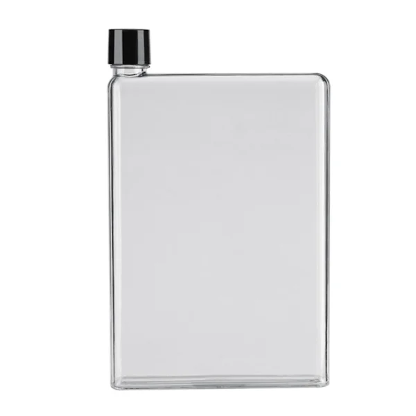 A5 Flat Water Bottle Travel Bottle Portable Travel Mug Flat Sports Water Bottle for Sports Camping Gym Fitness Outdoor White 420ml