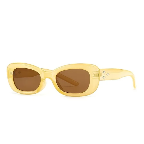 Firkantede solbriller Fashion Eyeglasses - Gule, Star Rivet solbriller, Nye Netflix Style solbriller, Premium Feeling Trend