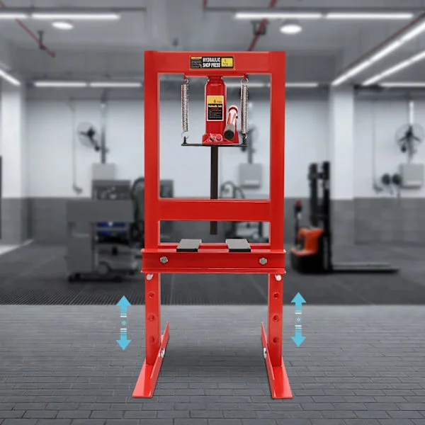 6 tons H-typ hydraulisk press 6T hydraulisk verkstadspress med plattor robust för reparationsverkstäder, garage
