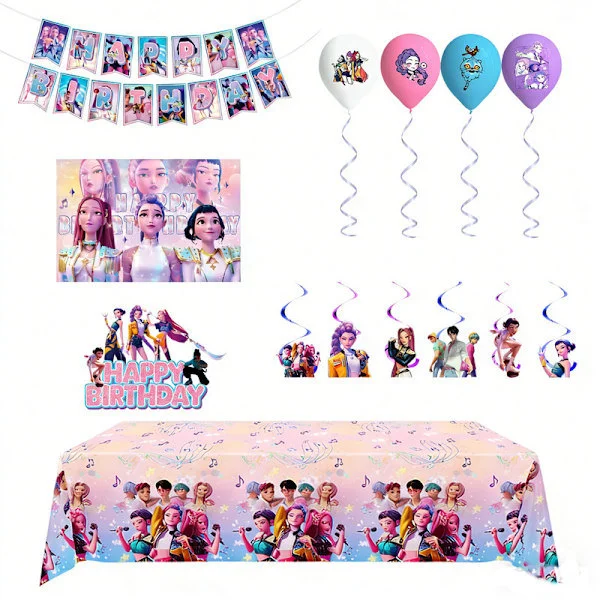 K-pop Demon Hunter Birthday Party Decoration Set, Cake Topper for Kids Party