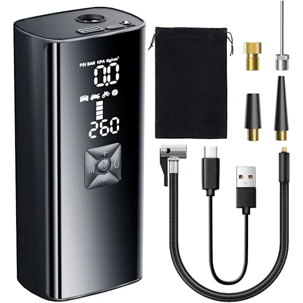 Mini Bærbar Luftkompressor 6000mAh 150PSI Pumpe, Bærbar Luftkompressor Luftpumpe for Elektriske Sykler, Motorsykler, Biler, med Power Bank