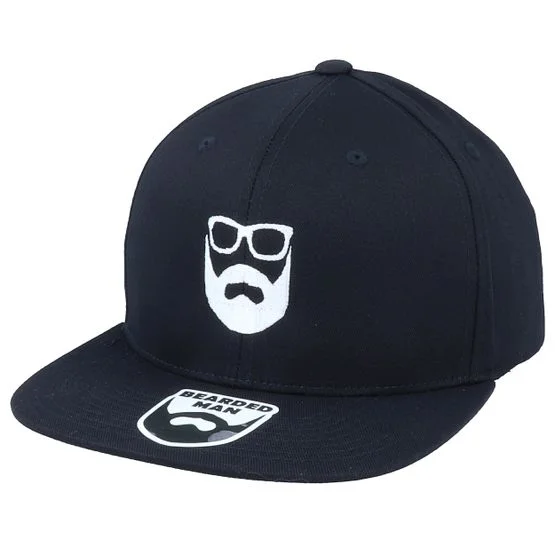 Bearded Man - Svart fitted Caps - Logo Black Fitted @ Hatstore