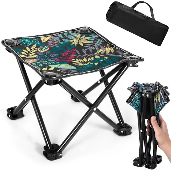 Ultralight Camping Stool, Foldable, 28x28x23CM, Mini Portable Fishing Stool with Storage Bag for Camping, Fishing, Picnic, Hiking, Travel, Beach
