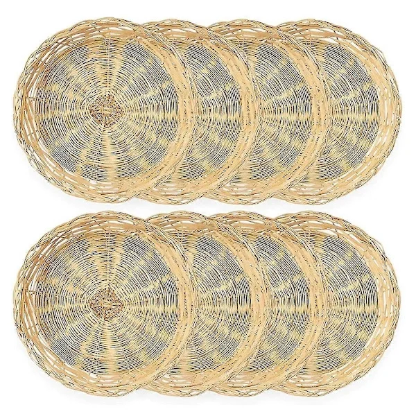 {PL}8-pakning Bambus Papirtallerkenholdere, 25 cm Gjenbrukbare for Middagstallerkener Håndvevde Kurv Papir Pla
