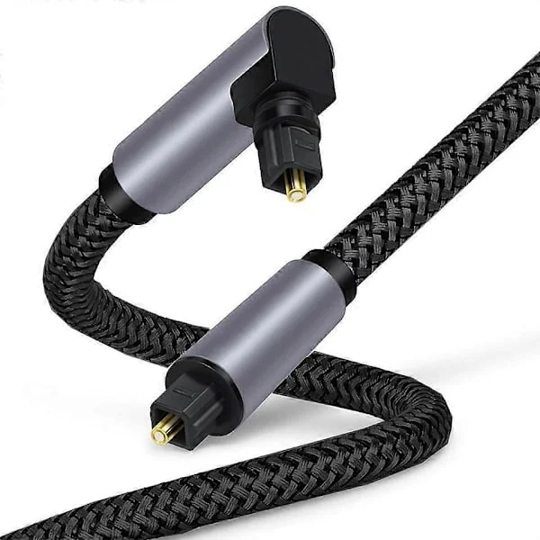 2m Vinklad Toslink till Toslink Digital Fiber Optisk Ljudkabel Guldpläterad Kontakt Rund SPDIF
