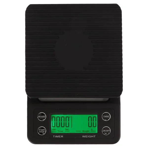 Kaffevekt med Timer, Flere Enheter, 0,1g Nøyaktighet, Bærbar Elektronisk Vekt med Isolasjonsplate for Kjøkken Utendørs Svart 5KG/11.0lb