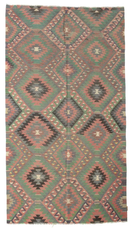 Tkany Ręcznie Kilim Vintage Dywan 173X312 Vintage Wełniany Szary/Pomarańczowy