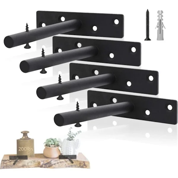 Invisible shelf bracket, iron shelf support, heavy-duty wall-mounted shelf bracket - 4 pieces - 15 cm long