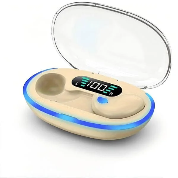 X55 Osynliga Trådlösa Sömnhörlurar, Mini Bluetooth 5.3, Dolda Hörlurar med Mikrofon, Basbrusreducering, HiFi Stereo, Hudton