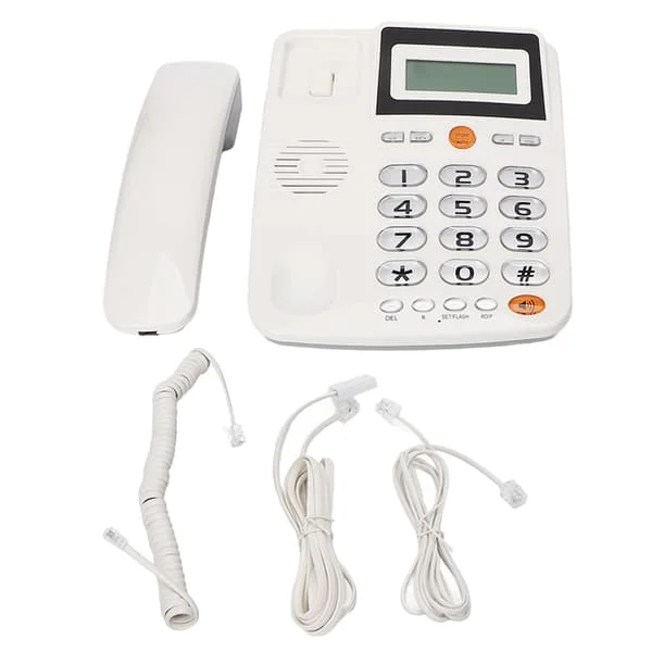 Fasttelefon med ledning, nummerpresentasjon, forsterket HD, håndfri samtale, justerbar lysstyrke, telefon med store knapper for eldre