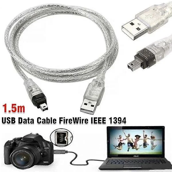 FireWire IEEE 1394 till USB-kabel för Mini DV HDV-videokamera för videoredigering på PC