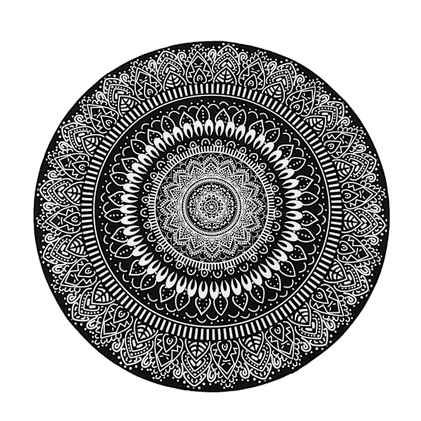 Rundt teppe med mandala-blomst, teppe til rommet, sklisikkert gulvteppe
