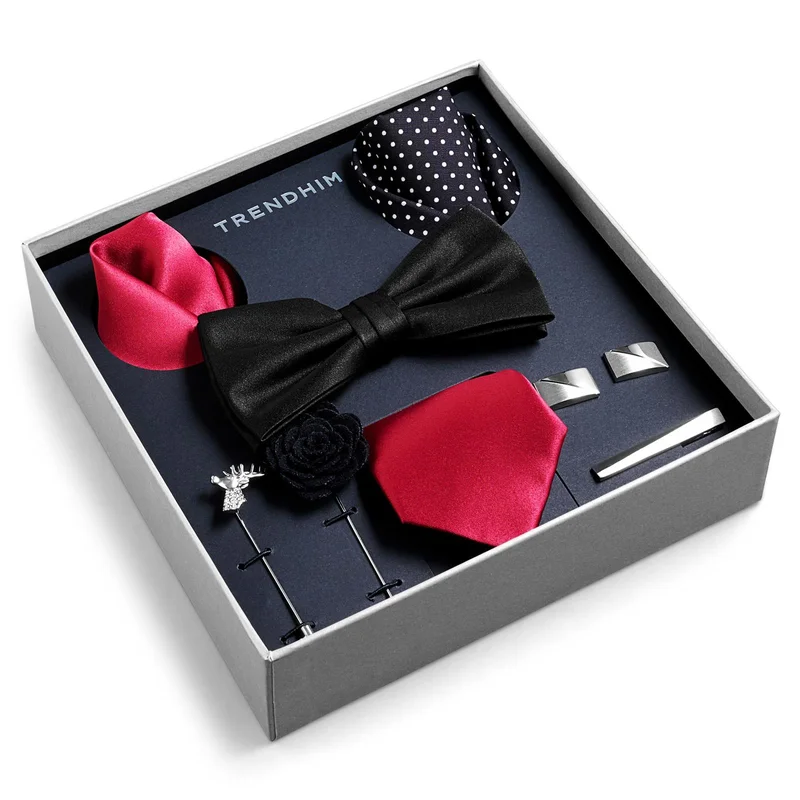 Scatola regalo con accessori da abito | Set color argento, giallo e nero per uomini - Confezioni regalo