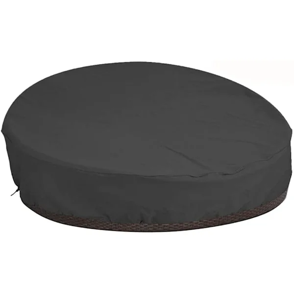 190x83cm Rund Sofa Bed Cover med Remme og Håndtag, Rund Solstol Cover, Sort