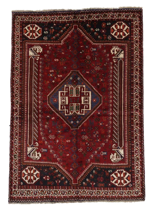 Ghashghai Teppich 160X230 Schwarz/Dunkelrot Wolle
