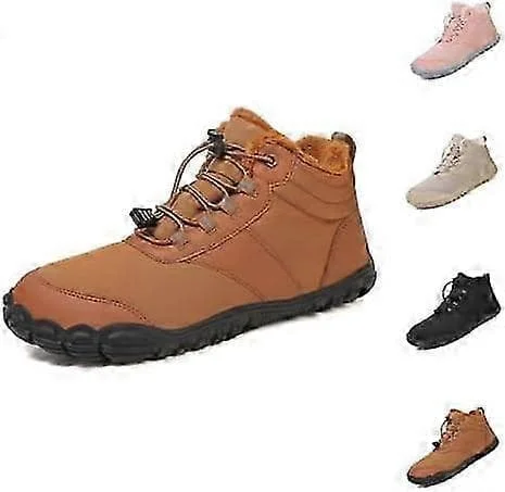 Vinter Barfods Vandrestøvler, Vandring Vinter Sko Barfods Sko Dame, Five Finger Sneakers Vandresko til Vandring Brun 4.5 Bred Brun