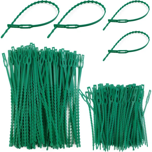 Växtstöd, växtband växtklämmor 300-pack justerbara växtband trädgårdsväxt gröna band multifunktionella robusta trädgårdsväxtband, grön 13cm