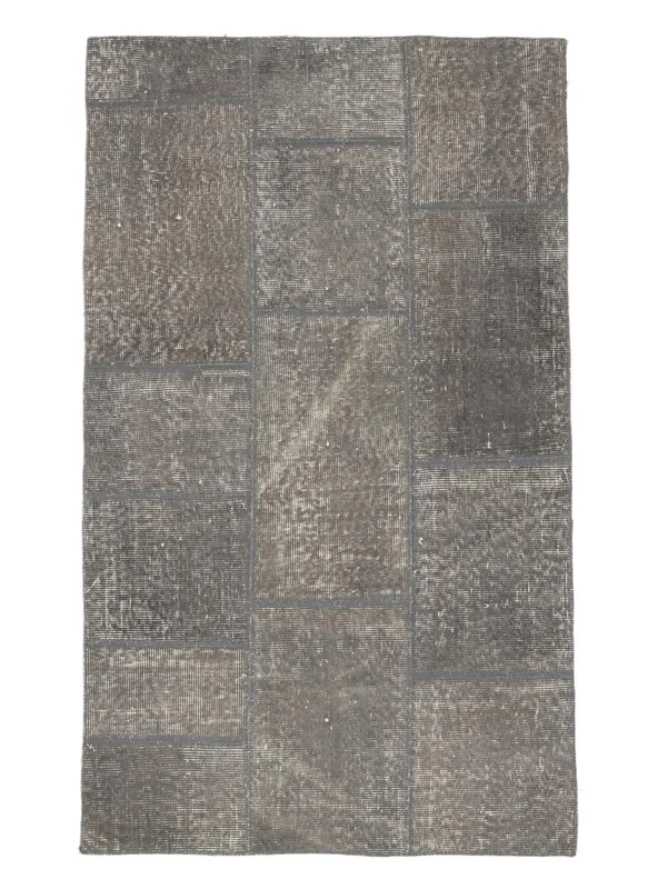Patchwork Rug Hand Knotted 90X150 Brown/Dark Grey