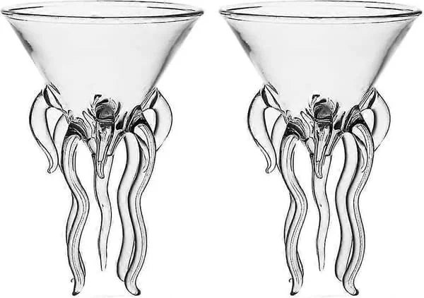 2 stk. Bleksprut Cocktailglass Martini Manet Glass Vinglass Drikkevarer Bar Beger Verktøy
