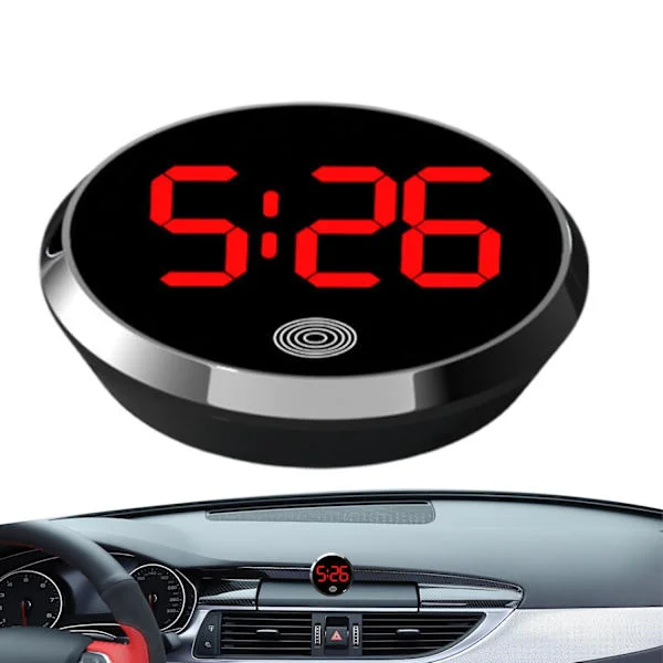 Pieni digitaalinen kello autoon, vedenpitävä pieni digitaalinen kello - liimattava autotarvike selkeällä LCD-näytöllä, sopii auton sisätilan 